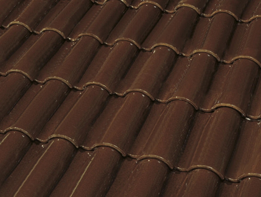 Teja ceramica plana escama Esmaltado Mocca